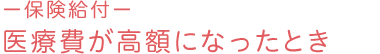 －保険給付－ 医療費が高額になったとき